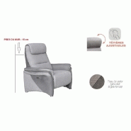 Fauteuil relax électrique Zilia - tissu bi-color gris clair et gris foncé - têtière ajustable et inclinaison jusqu'à 140°_3
