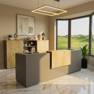 Bureau d'accueil Delta Plus 2 personnes anthracite - Mobel Linea - 204, Non, Anthracite, Chêne veiné_0