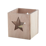 Bougie Noël parfumée à la vanille - chauffe-plat en bocal verre et bougeoir bois avec décoration_3