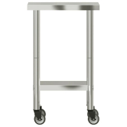 Vidaxl table de travail de cuisine avec roues 55x30x85 cm inox 376459_3