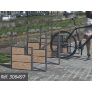 Appui vélos moderne KUB - avec ou sans élément décoratif en bois - Structure acier ou acier et bois_3