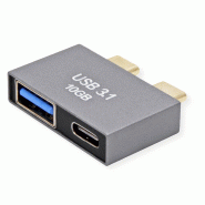Roline adaptateur usb 3.2 gen 2, 2x usb type c - 1x usb type a + 1x usb c, m/f, argent_3
