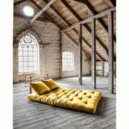 Canapé lit futon Shin Sano jaune - Pin massif - Couchage 140x200 cm - Marque KARUP_3
