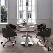 Table de réunion ovale avec pieds chromés- Quadrifoglio. - 200, Wenge_3