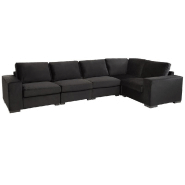 Canapé MEBUS noir - 2 places en velours côtelé - Style moderne et épuré_3