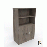 Armoire moyenne avec portes basses - Mobel Linea - 80, Chêne grisé_3