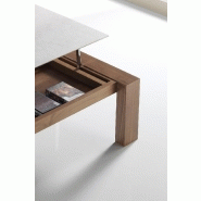 Table basse relevable ovale Swann 115x65cm - Noyer et plateau céramique argent_3