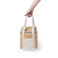 Sac isotherme zippé en jute et coton laminé - doublure aluminium - avec poche frontale en coton_3