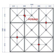 Préau d'école Quinzo - 15,22 x 15,22 soit 231m2 sur 4 poteaux avec évacuation des EP intégrée_3