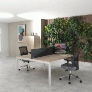 Bureau 2 personnes Tempo avec passe-câbles  - Mobel Linea - 120, Alu, Acacia clair_3