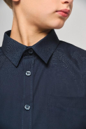 Chemise de travail popeline manches longues enfant - Réf: K521 - Kariban - 100% coton - Easy Care - Navy - Tailles 6/8 à 12/14 ans_3
