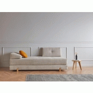 Méridienne design Sigmund Wood - convertible lit 160x200 cm - tissu Kenya beige - pieds chêne_3