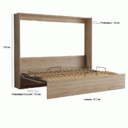 Armoire lit escamotable VERTIGO - Chêne naturel - Couchage 160 x 200 cm - Ouverture transversale_3