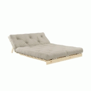 Canapé convertible futon ROOTS - Pin naturel coloris lin - Couchage 140x200 cm - Design japonais et scandinave_3
