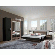 Lit design EVA - Couchage 180 x 200 cm - Coloris graphite et rechampis imitation chêne châtaigne_3