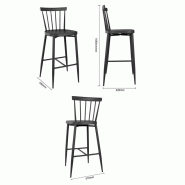 Tabourets hauts en aluminium Windsor noirs (lot de 2) | Bolero - DX688_3