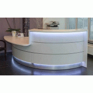 Banque d'accueil lumineuse Valde courbe avec PMR coloris blanc - MDD - Blanc, Blanc brillant, Gauche_0