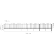 Vidaxl clôture de jardin à dessus en lance acier (1,5-1,75)x13,6m noir 277746_3