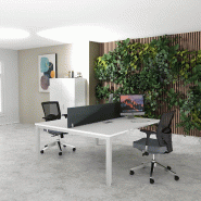 Bureau 2 personnes Tempo avec passe-câbles  - Mobel Linea - 160, Alu_0