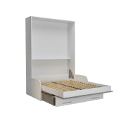 Armoire lit escamotable LOFT SOFA gris béton avec canapé et accoudoirs blancs - Couchage 140x200 cm_3