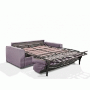 Canapé convertible 2-3 places Excellence - 120 cm - Sommier à lattes - Matelas Memory 18 cm inclus - Velours Lila_3