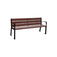 Banc public en plastique recyclé - BELOMBRA, structure acier et options avec/sans accoudoirs_3