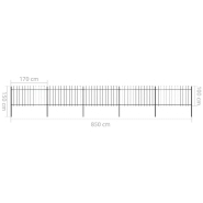 Vidaxl clôture de jardin avec dessus en lance acier 8,5x1 m noir 277615_3