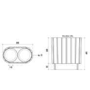 Poubelle publique Corbeille Alloa Bi Flux - plastique recyclé - 2 x 48 litres - avec ou sans couvercle - 61,5 kg ou 67 kg_3