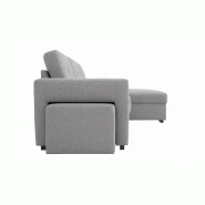 Canapé d'angle réversible convertible LIDO gris clair avec pouf et coffre de rangement_3