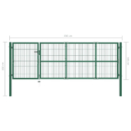 Vidaxl portail de clôture de jardin avec poteaux 350x100 cm acier vert 142569_3