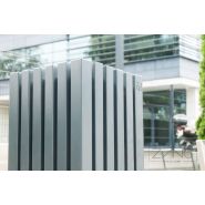 Poubelle publique Onis 03.058.Sc - Zano - 60L - avec poteau inox et parement bois_3