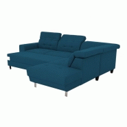 Canapé d'angle réversible convertible VITO - bleu pétrole - avec coffre et têtières réglables_3