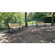 Banc public Miami Wood - Style Art Déco 1910 - Design acier et bois, confortable et durable_4