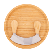 Set coupe d'aromates en bambou - planche ronde et coupe-aromates en acier inoxydable_3