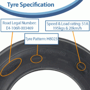 3.50-8 Haybob Rake Turner Tyre 4 ply Journey H8023 Tire 195kgs 51 A4 - 20km/h_3