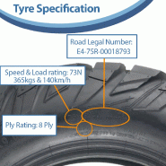 26x9.00-R14 (225/65R14) ATV Tyre 8ply WL03 OBOR Antelope 73N E-Marked Road Legal_3