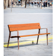 Banc public Oslo UM319 - design nordique minimaliste avec piètement en fonte ductile et lattes en bois tropical_3