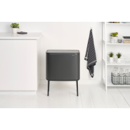 Poubelle Bo Touch Bin - 34 litres - Confident Grey - Deux compartiments - Système soft-touch_3