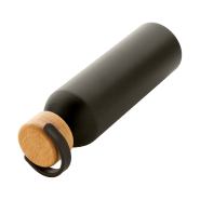 Bouteille en aluminium - 600 ml - couvercle en bambou - couleur noir_3