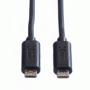 ROLINE Câble chargeur USB 2.0, Micro B - Micro B, M/M, noir, 0,3 m_3