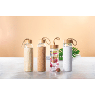 Bouteille de sport en verre - manchon en liège naturel, couvercle en bambou, 500 ml_3