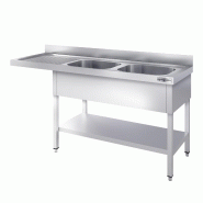 Plonge Inox 2 bacs avec passage lave-vaisselle - P 600 - GGM -_3