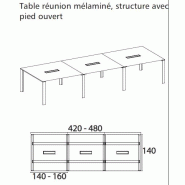 Grande table de réunion X7 avec pieds ouverts chromés - Officity - Chromé, Wenge, 280_3