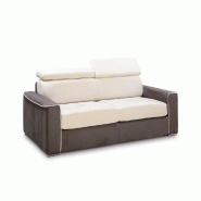 Canapé convertible Canberra - ouverture express 140x197 cm - matelas 16 cm bicolore microfibre ivoire et gris anthracite_3