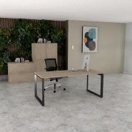 Bureau droit individuel Star - Mobel Linea - Anthracite, Acacia clair, Non_0
