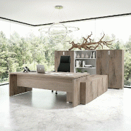 Bureau monochrome TAK avec rangement intégré - Mobel Linea - 185, Gauche, Chêne grisé_0