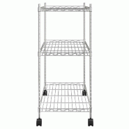 Vidaxl étagère de rangement 3 niveaux et roues 60x35x81cm chrome 150kg 324625_3