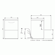 Lave-vaisselle avec Pompe de vidange incorporée Tri 400V Panier 500x500mm 7900W Gamme RIVER Elettrobar Furnotel_3