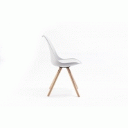 Lot de 2 chaises Sando - polypropylène gris avec pieds en bois - design chic et moderne_3