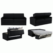 Canapé 2-3 places SUN convertible express - sommier à lattes - matelas 16 cm - revêtement polyuréthane noir_3